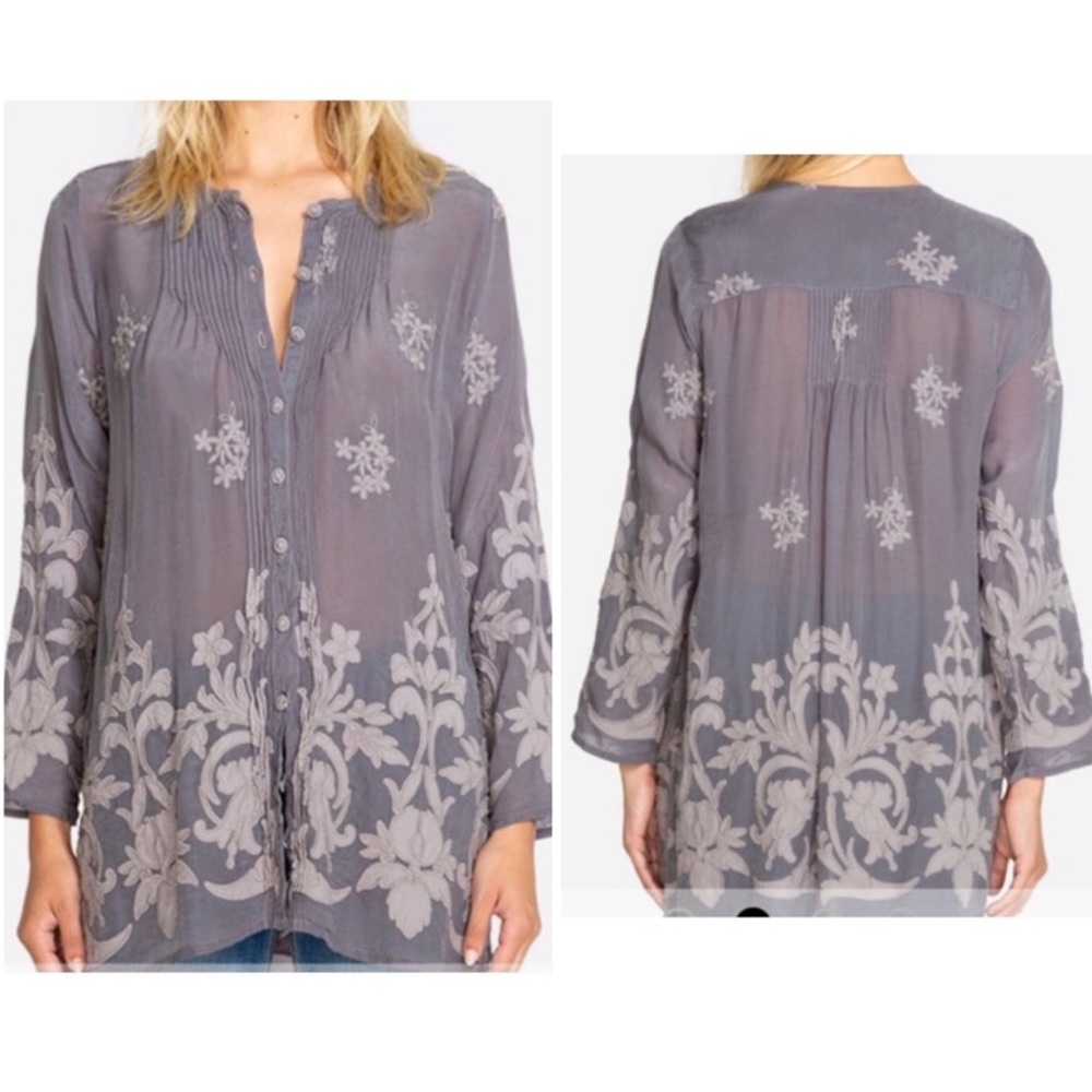 Johnny Was. XS Embroidered, Button down Tunic